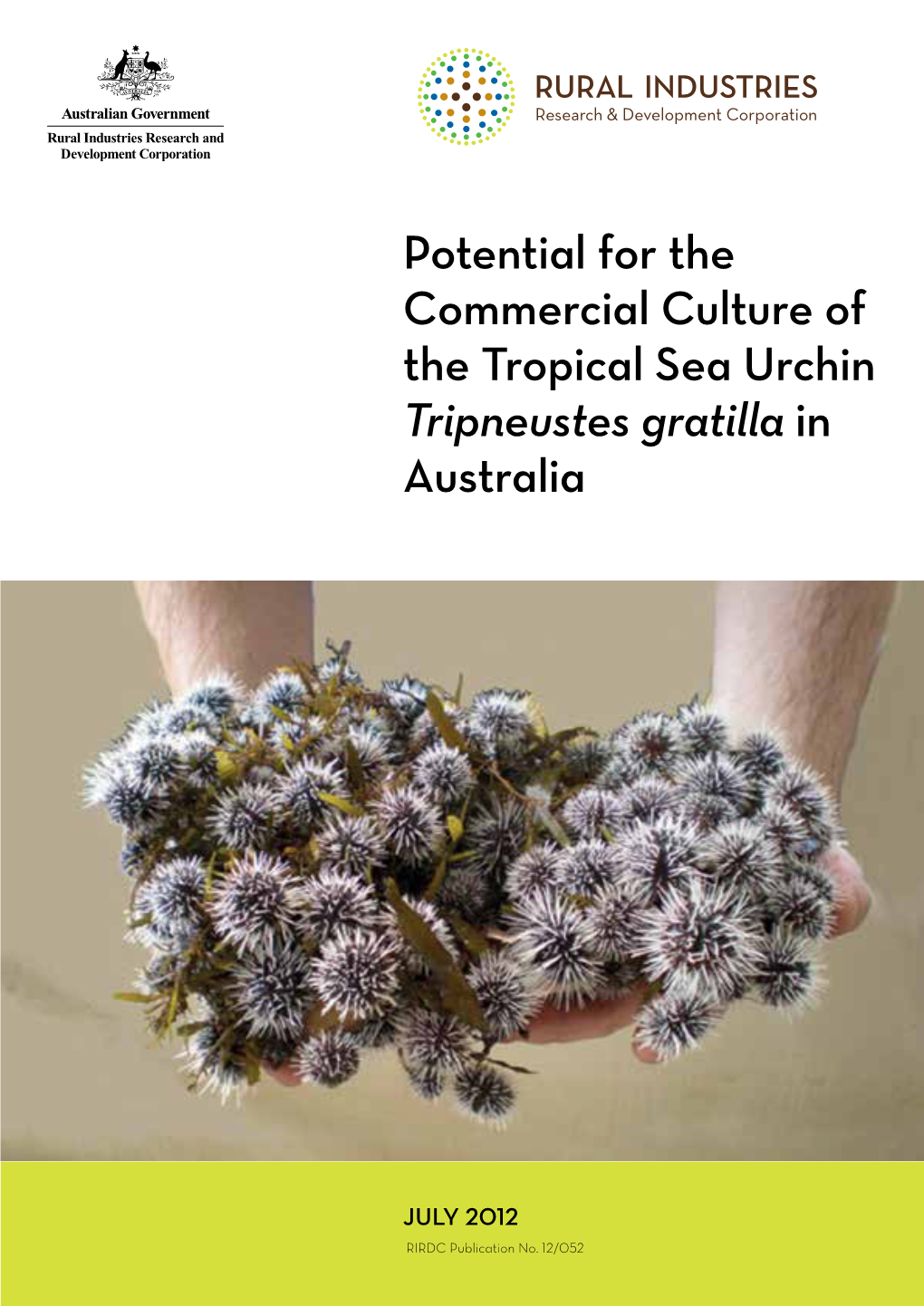 Potential for the Commercial Culture of the Tropical Sea Urchin Tripneustes Gratilla in Australia