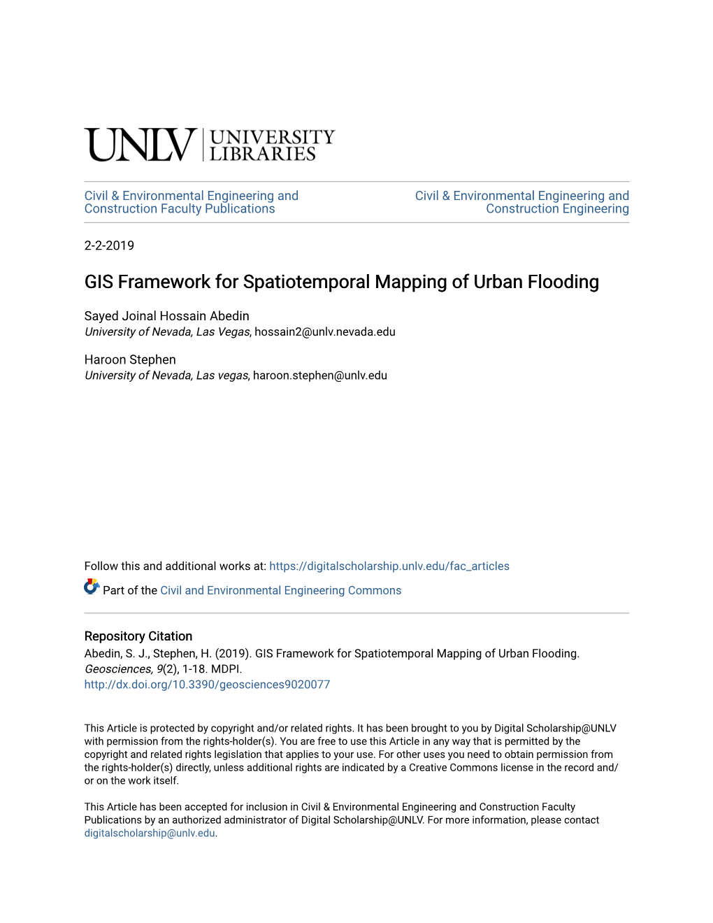 GIS Framework for Spatiotemporal Mapping of Urban Flooding