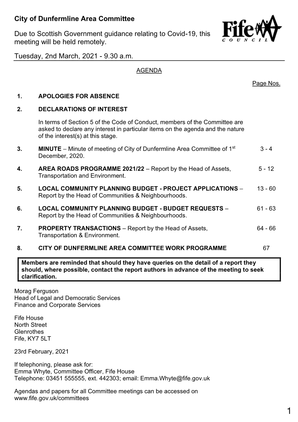 City of Dunfermline Area Committee