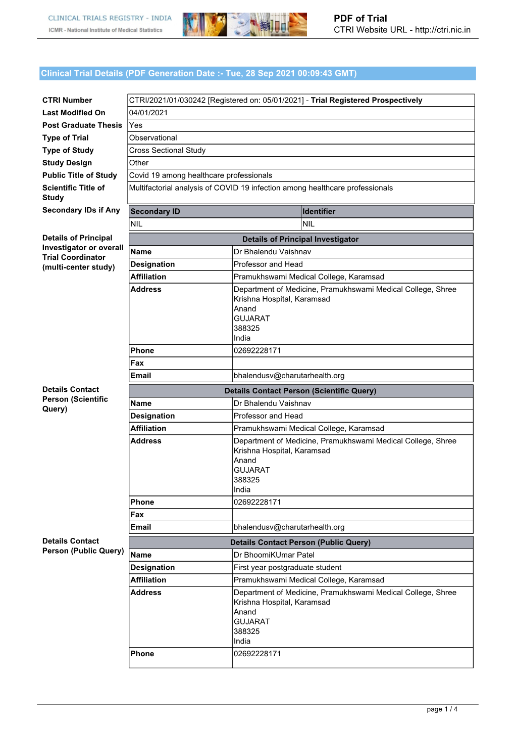 CTRI Trial Data