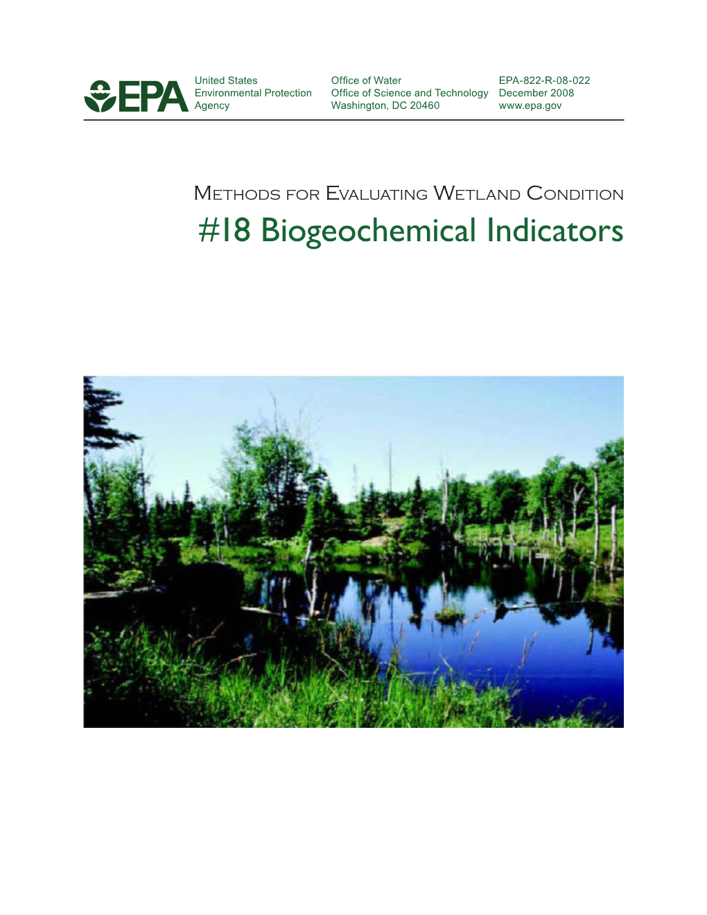 Methods for Evaluating Wetland Condition: Biogeochemical Indicators