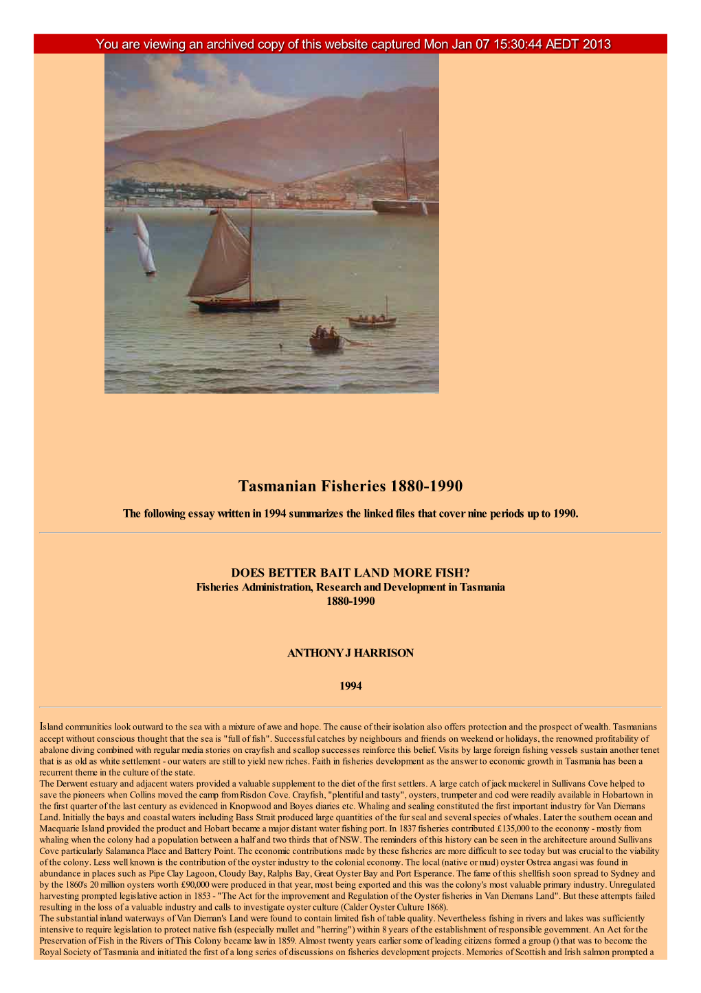 Tasmanian Fisheries History