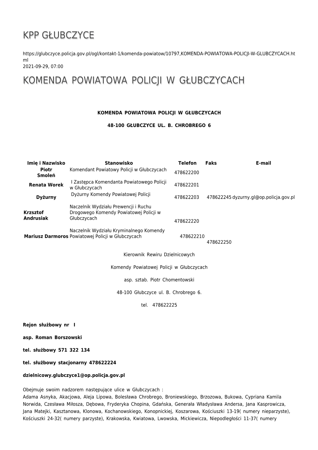 Komenda Powiatowa Policji W Głubczycach