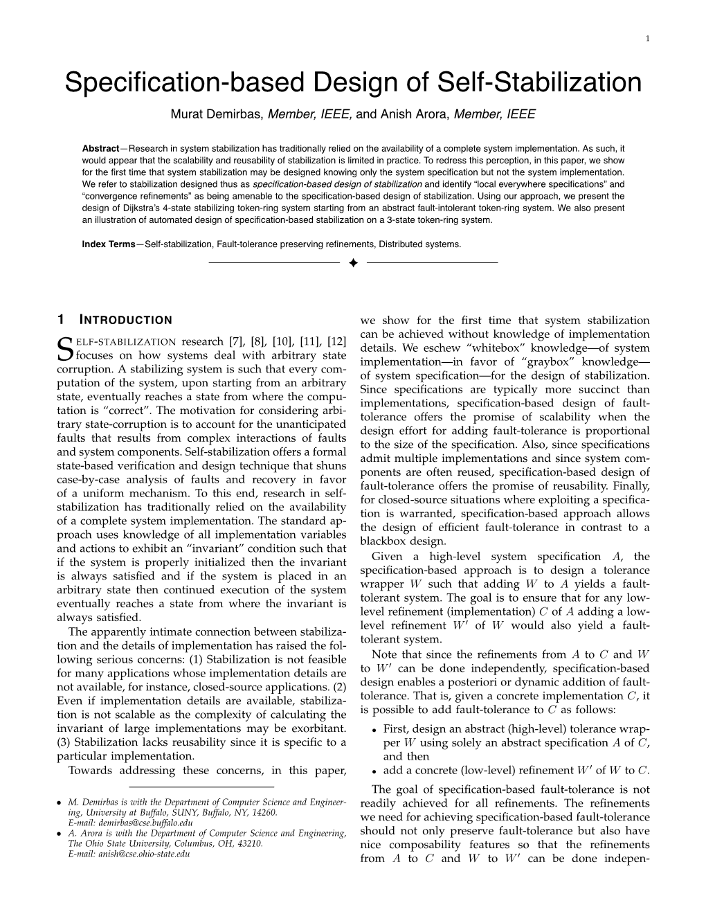 Specification-Based Design of Self-Stabilization