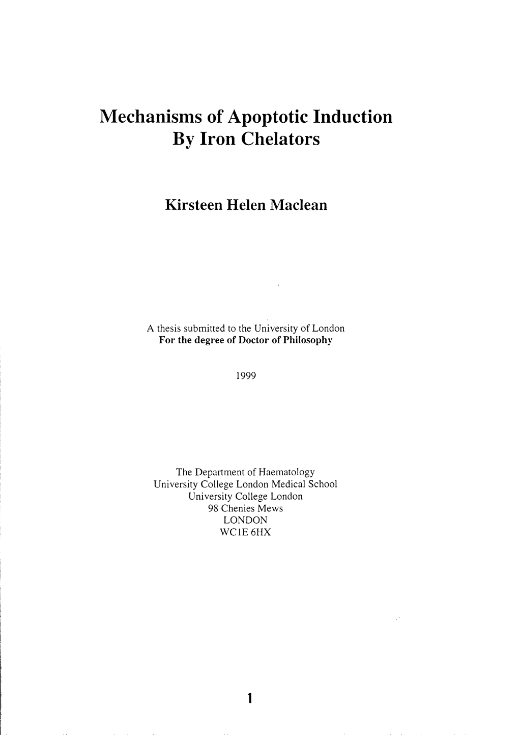 Mechanisms of Apoptotic Induction by Iron Chelators