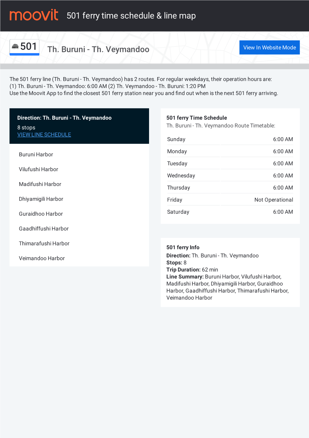 501 Ferry Time Schedule & Line Route