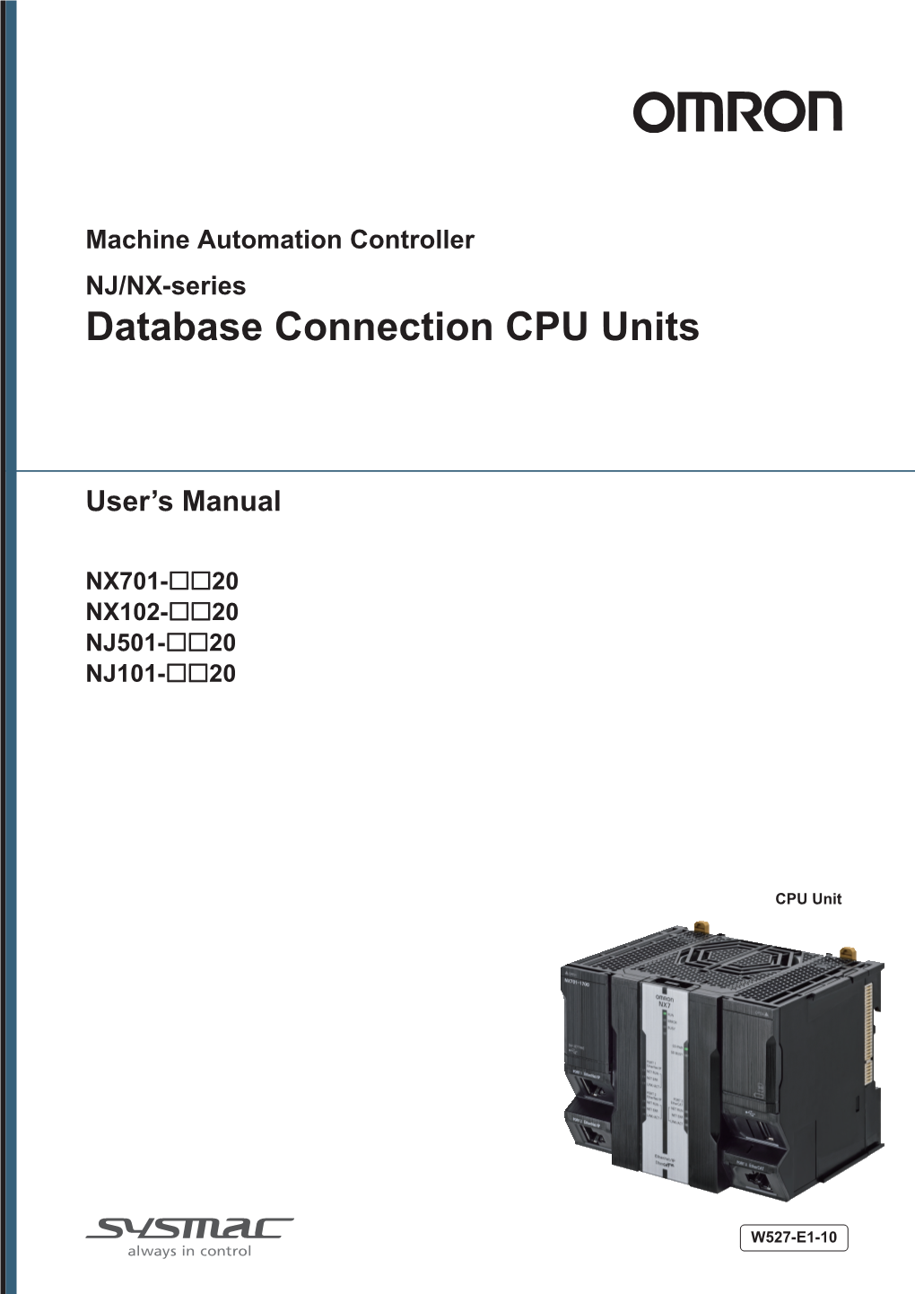 NJ/NX-Series Database Connection CPU Units User's Manual