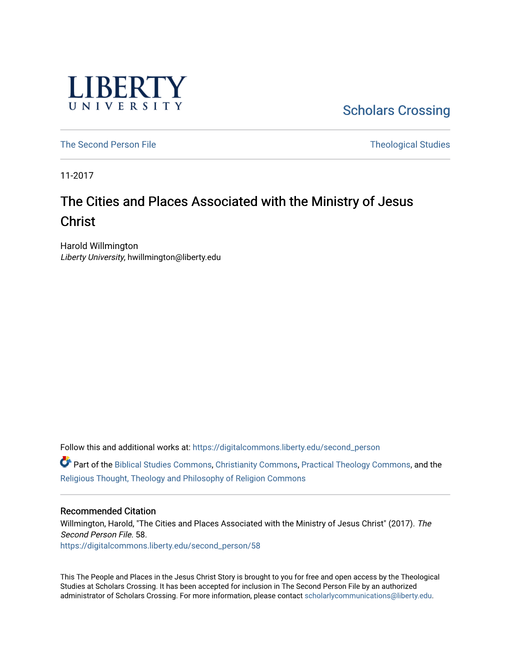 The Cities and Places Associated with the Ministry of Jesus Christ