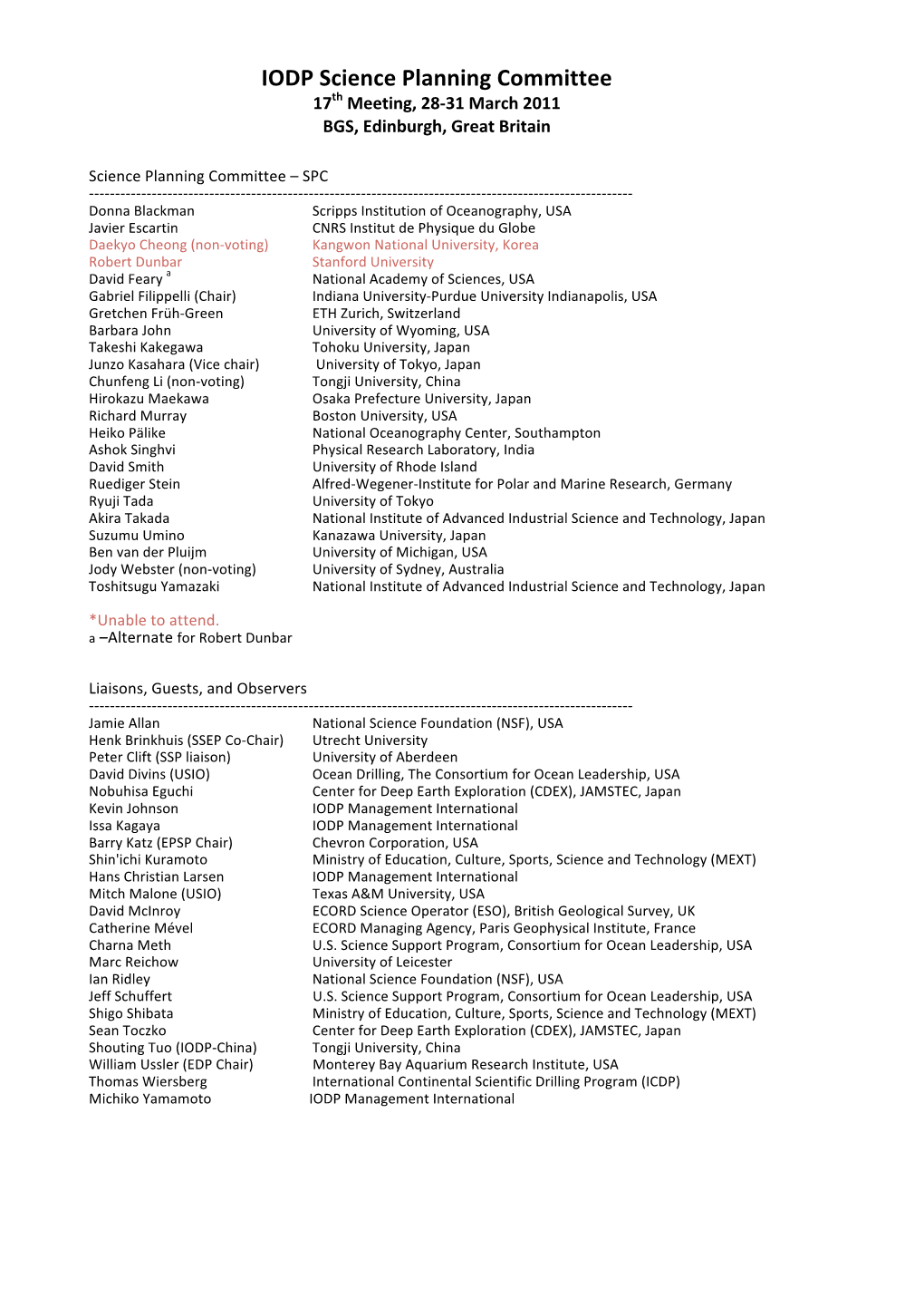 2011 March SPC Minutes