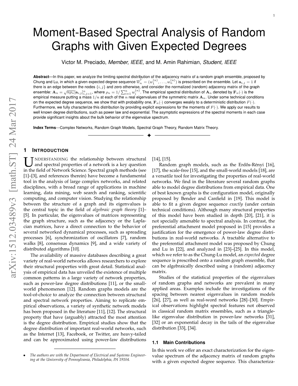 Spectral Analysis of Random Graphs with Given Expected Degrees