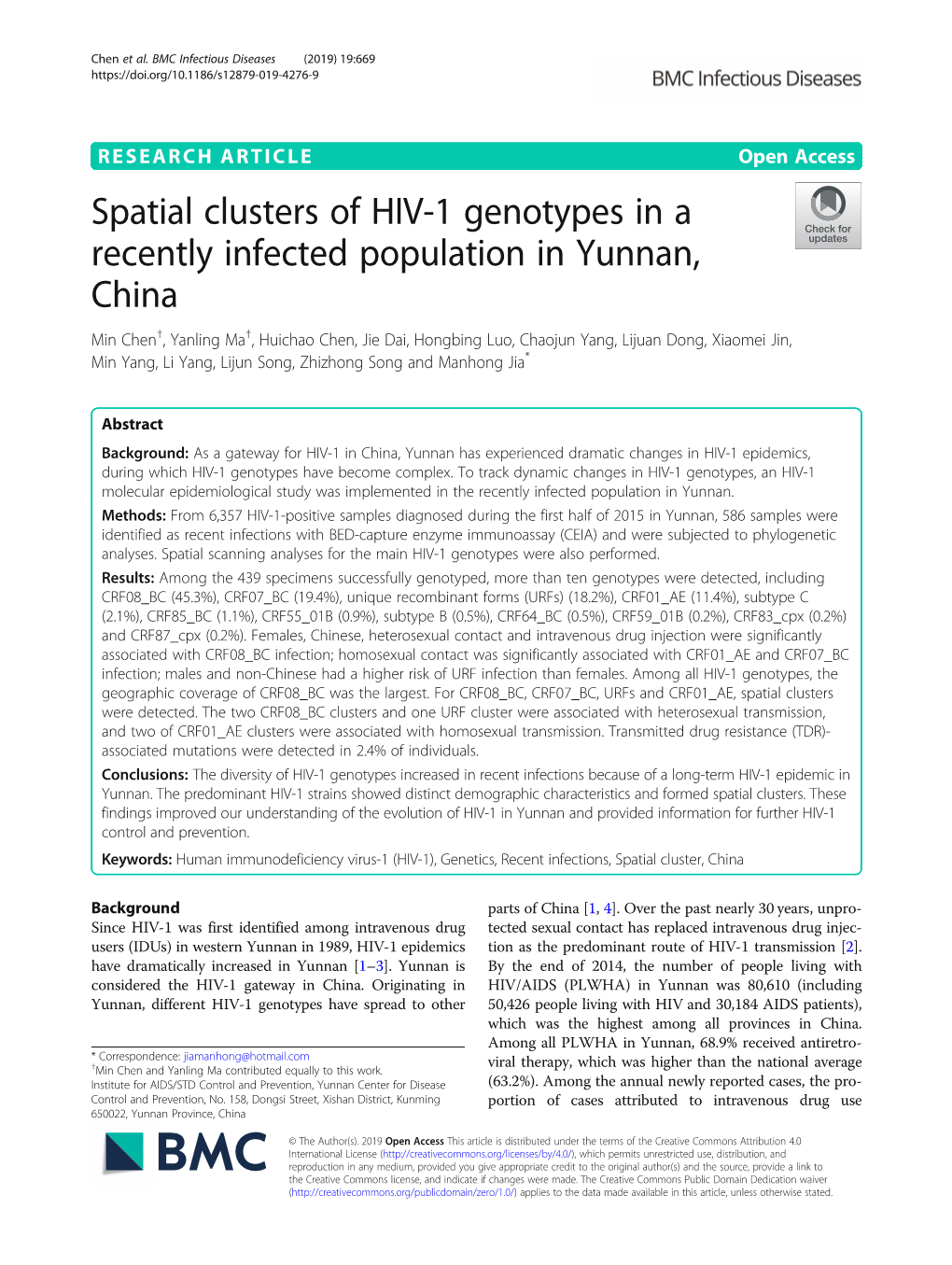 Spatial Clusters of HIV-1 Genotypes in a Recently Infected Population In