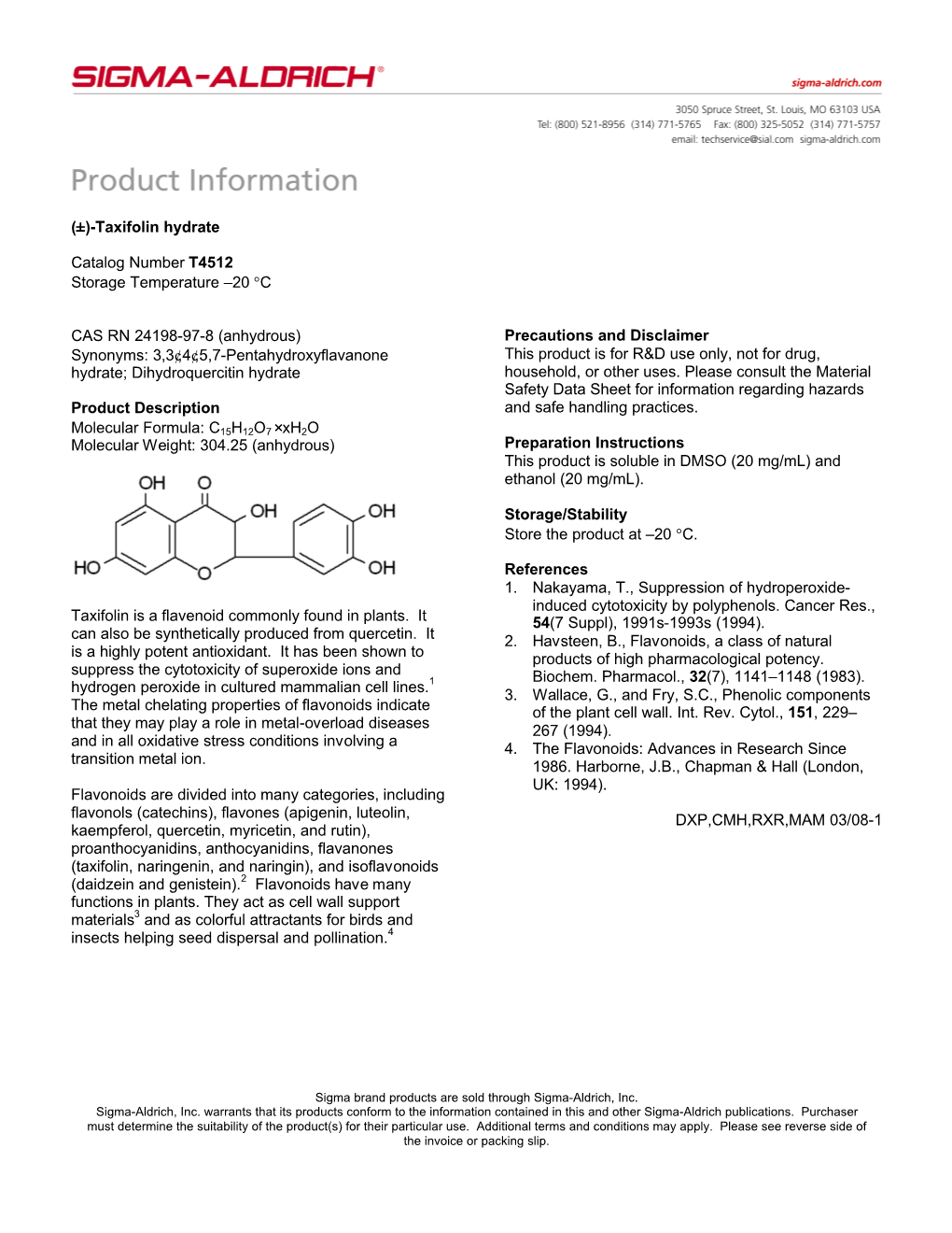 Taxifolin Hydrate (T4512)