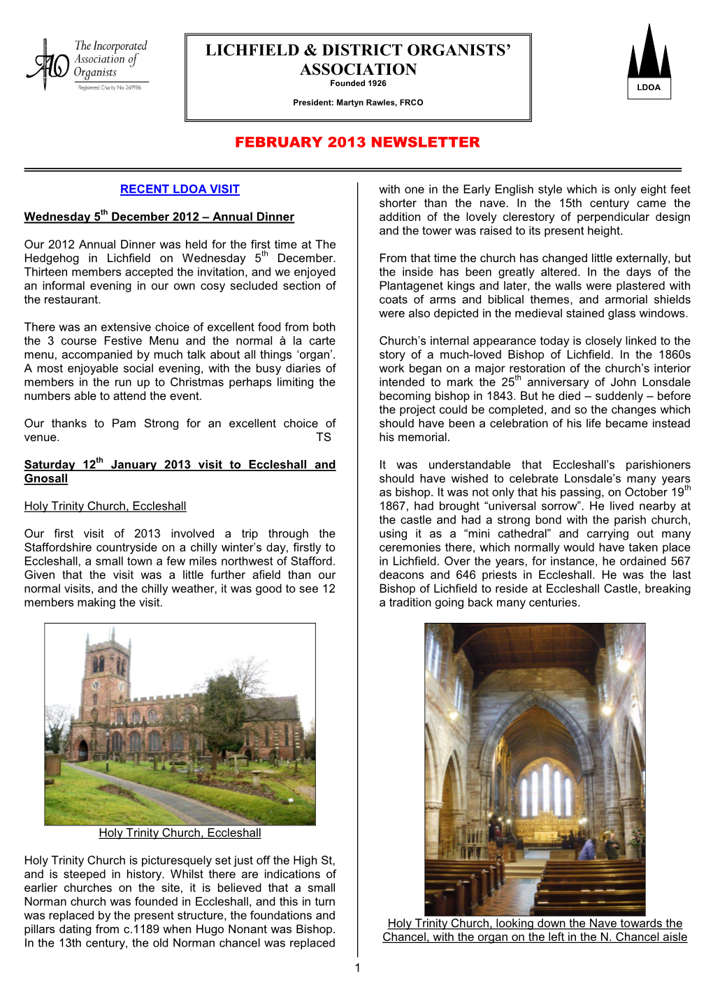 Lichfield & District Organists' Association