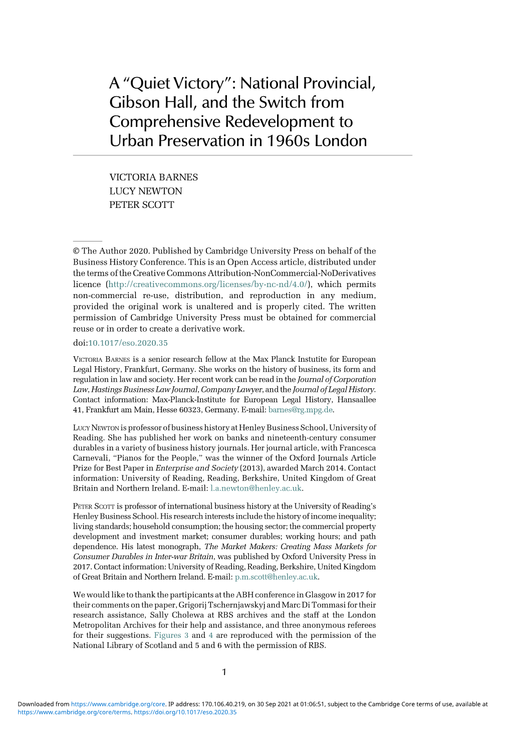 A “Quiet Victory”: National Provincial, Gibson Hall, and the Switch from Comprehensive Redevelopment to Urban Preservation in 1960S London