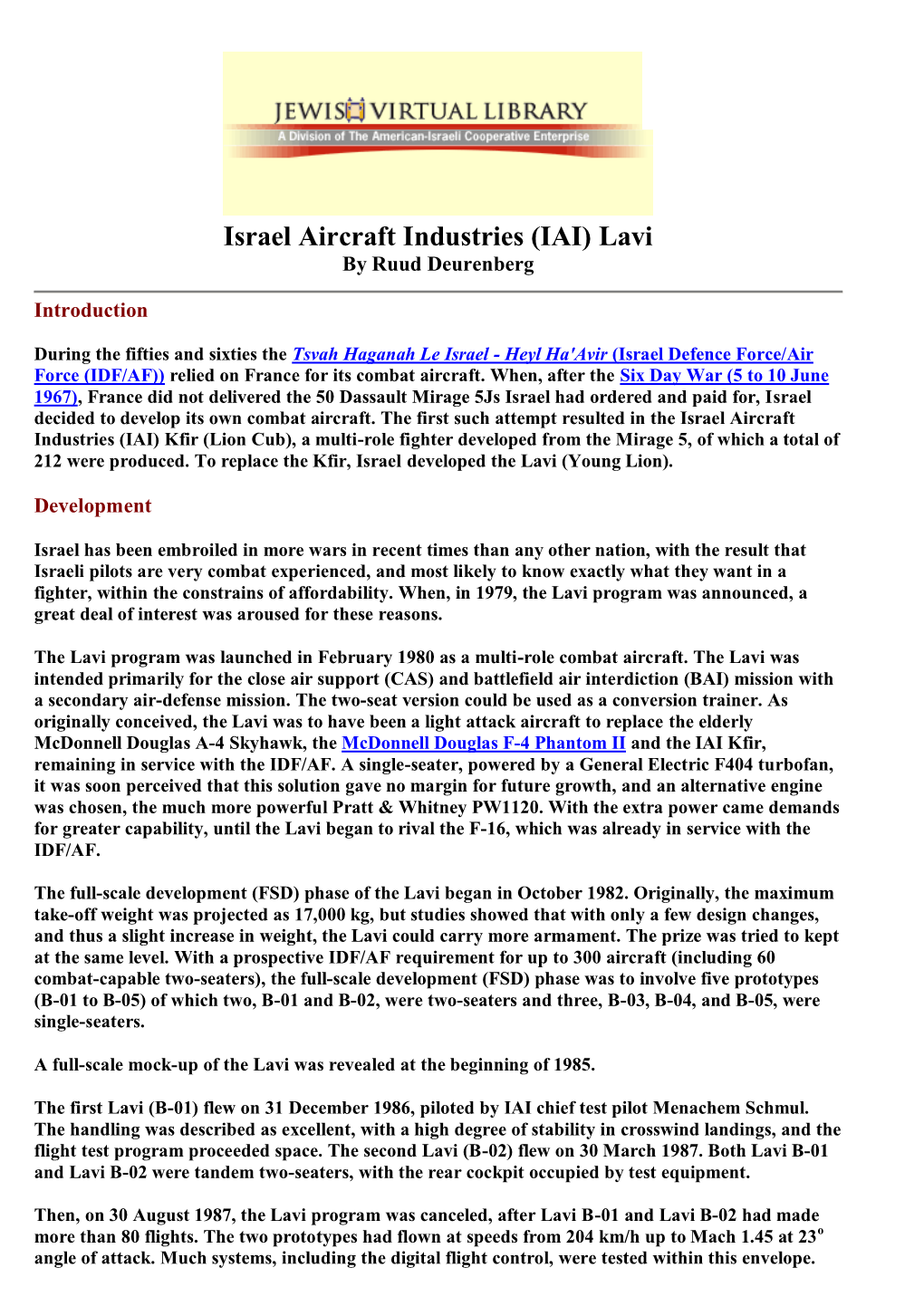 Israel Aircraft Industries (IAI) Lavi by Ruud Deurenberg