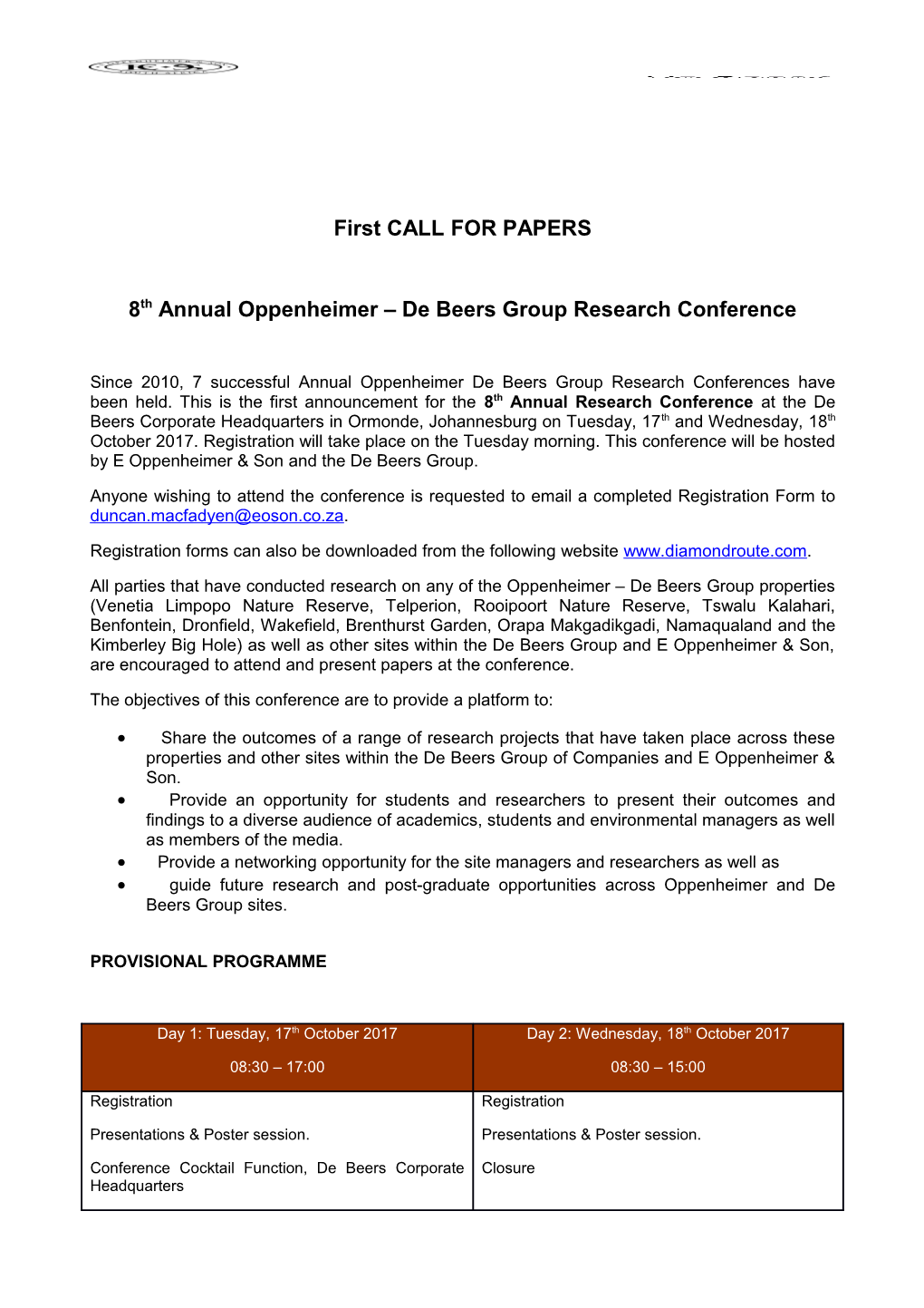 First CALL for PAPERS