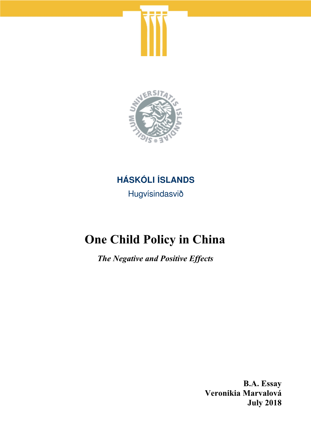 One Child Policy in China