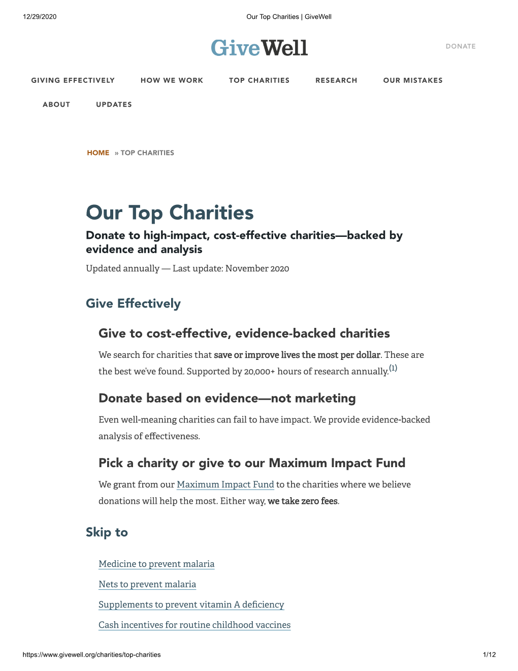 Our Top Charities | Givewell