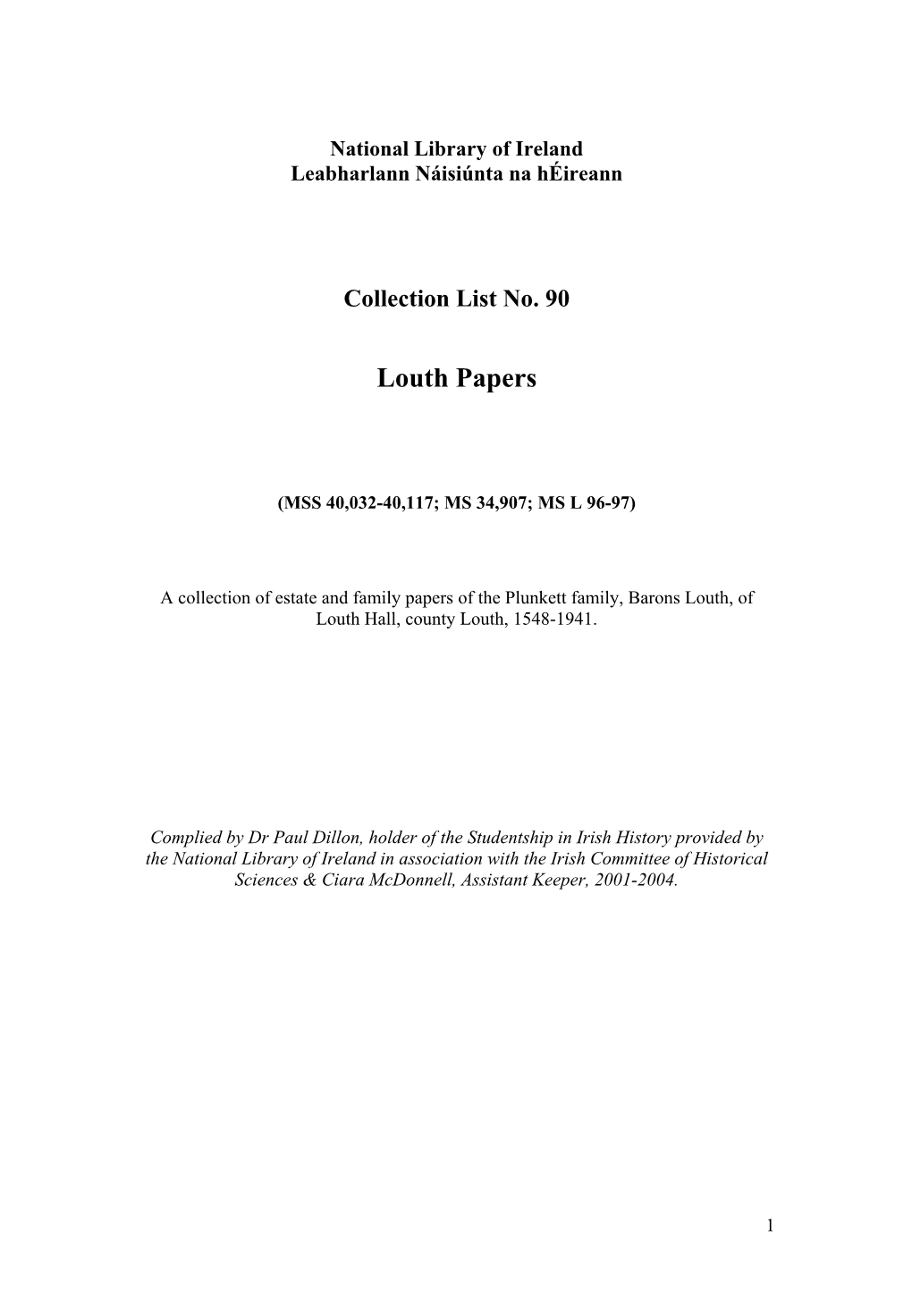 Louth Estate Papers