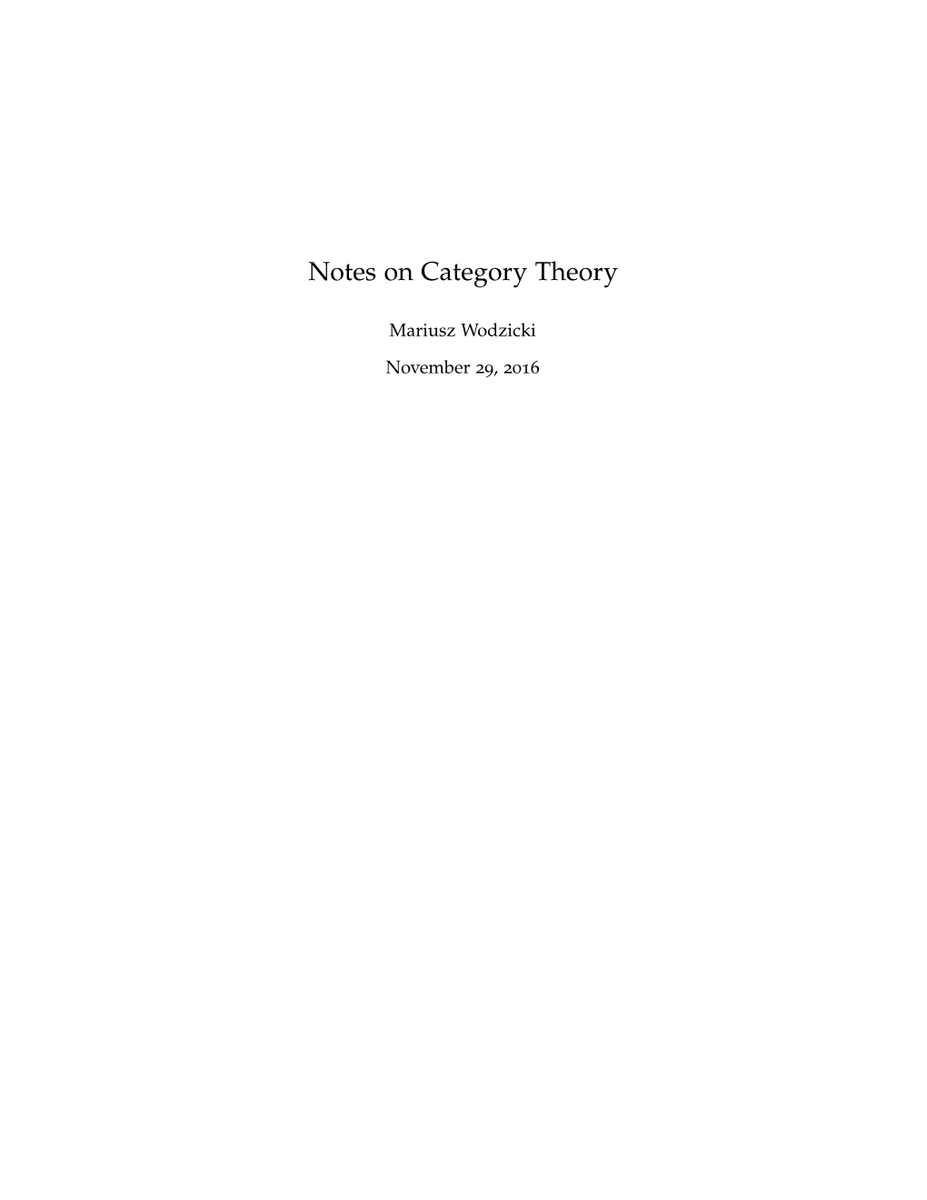 Notes on Category Theory