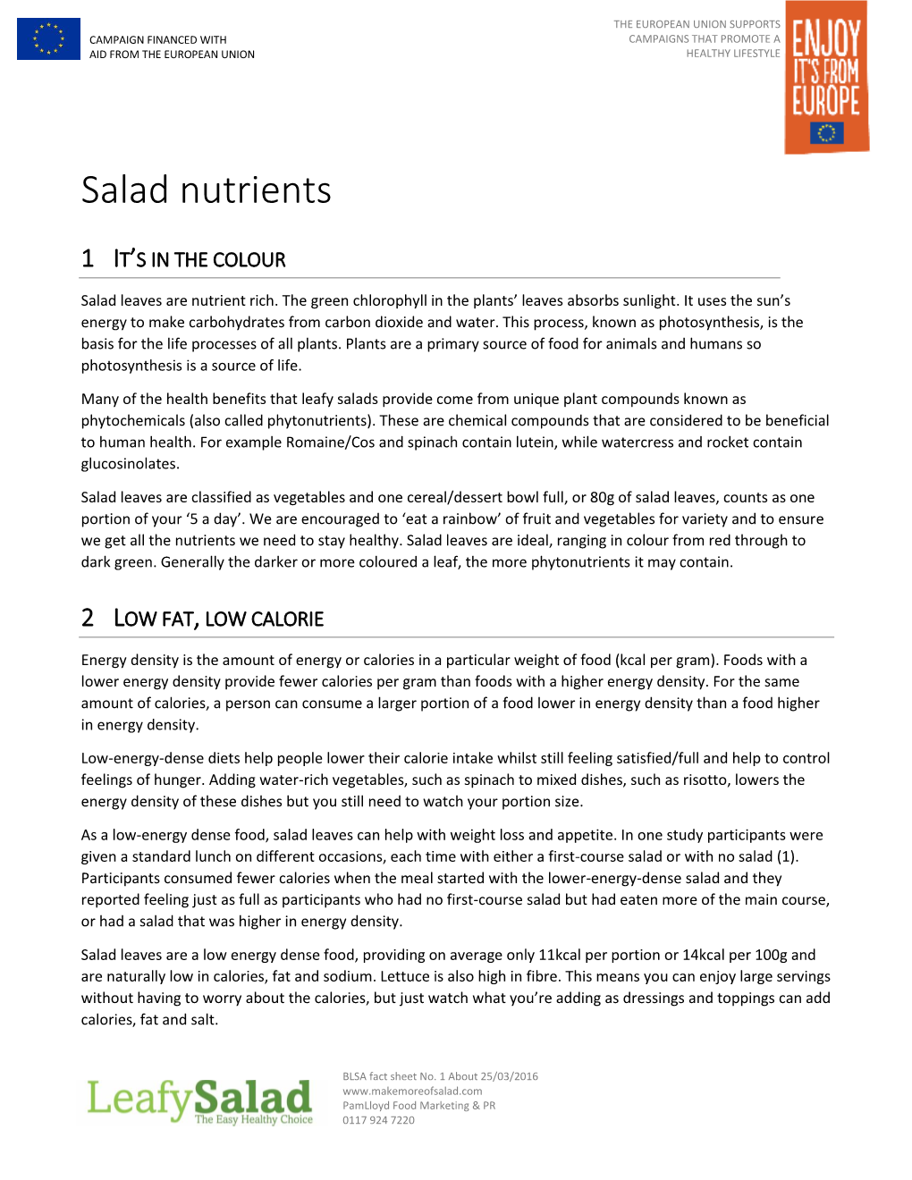 Salad Nutrients