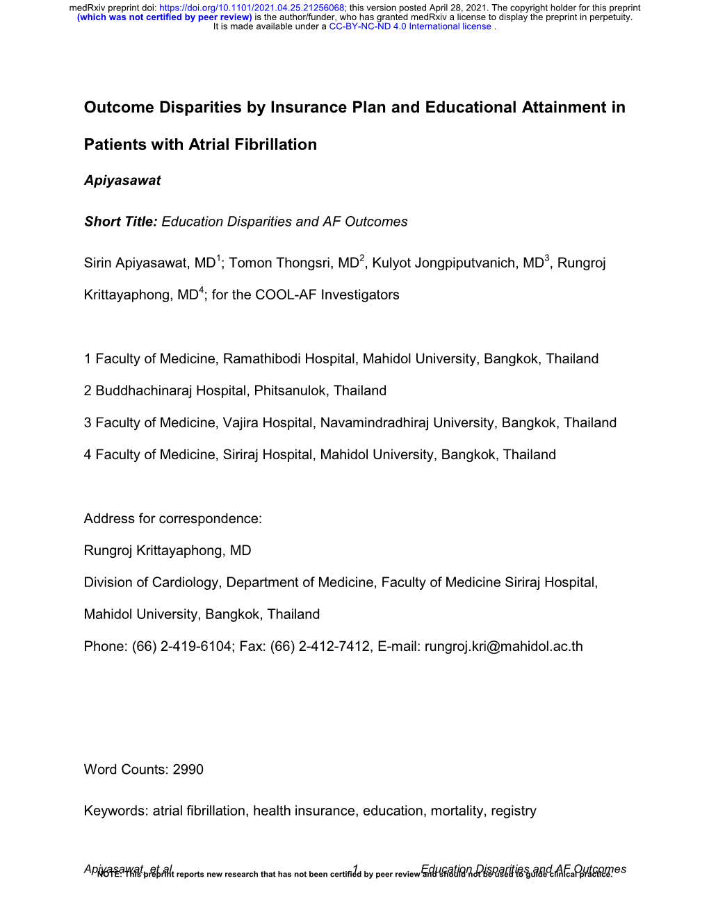 Outcome Disparities by Insurance Plan and Educational Attainment In