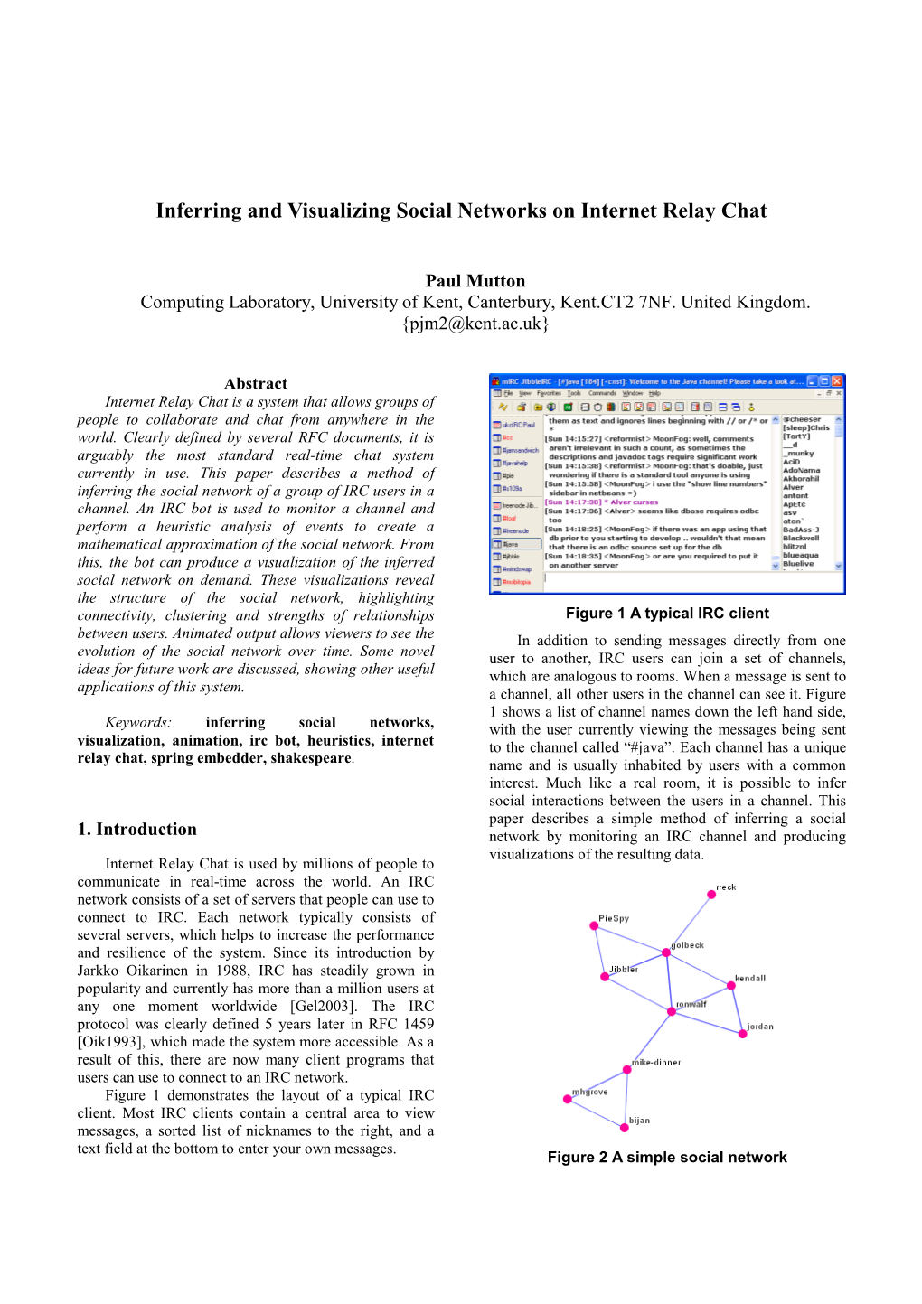 Inferring and Visualizing Social Networks on Internet Relay Chat