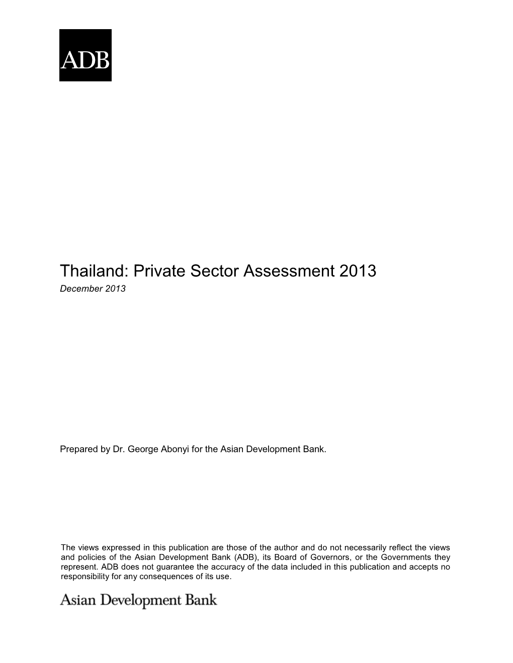 Thailand: Private Sector Assessment 2013 December 2013