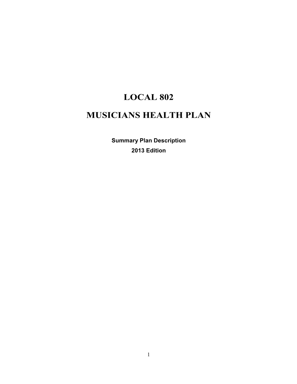 Local 802 Musicians Health Plan