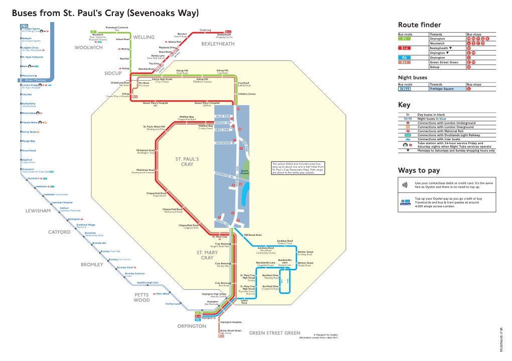 Buses from St Pauls Cray (Sevenoaks Way)