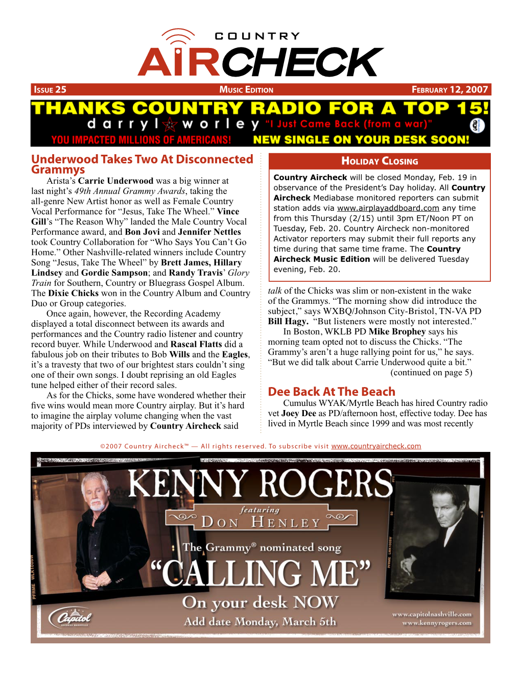 Issue 25 Music Edition February 12, 2007