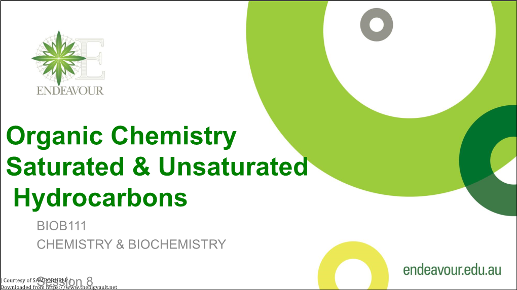 Organic Chemistry Saturated & Unsaturated Hydrocarbons