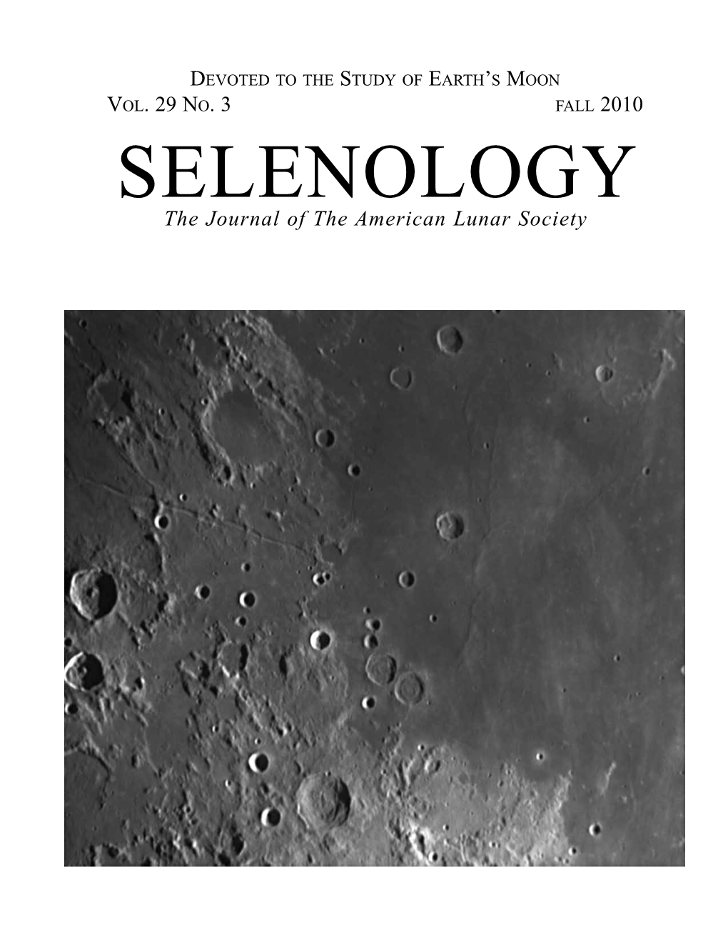 SELENOLOGY the Journal of the American Lunar Society