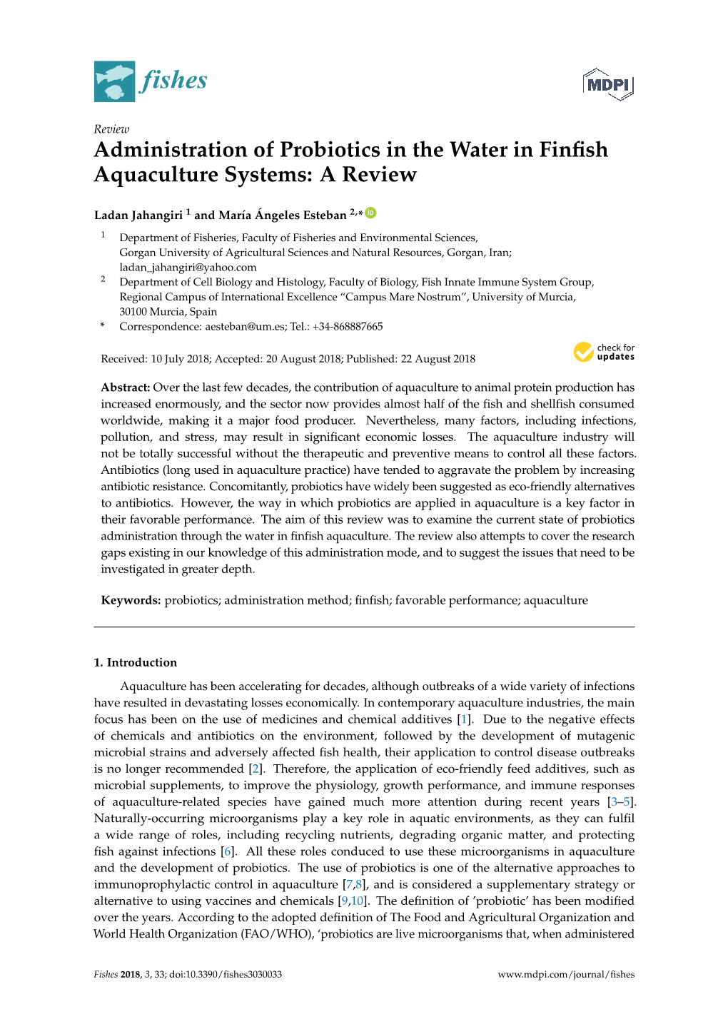 Administration of Probiotics in the Water in Finfish Aquaculture Systems