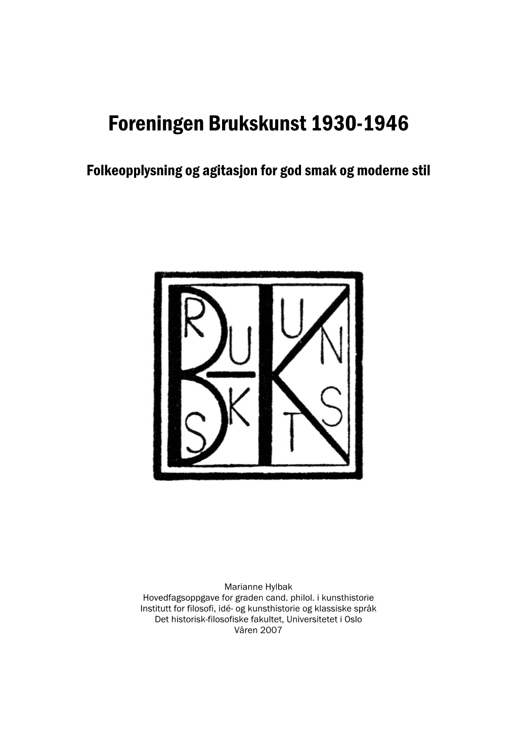 Foreningen Brukskunst 1930-1946