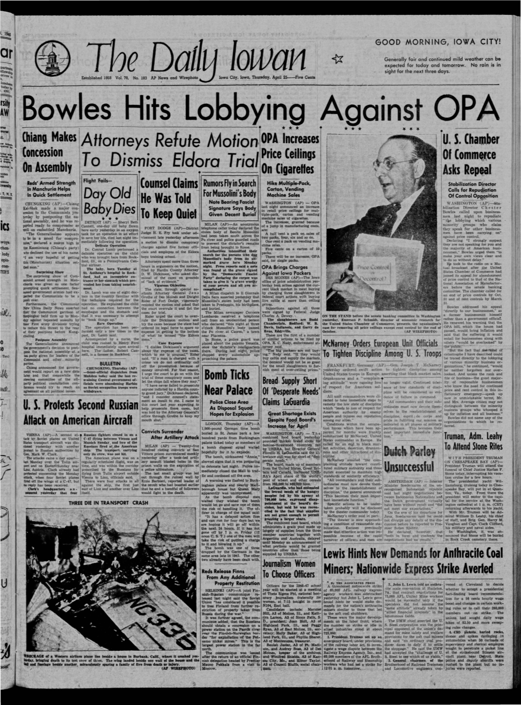 Daily Iowan (Iowa City, Iowa), 1946-04-25
