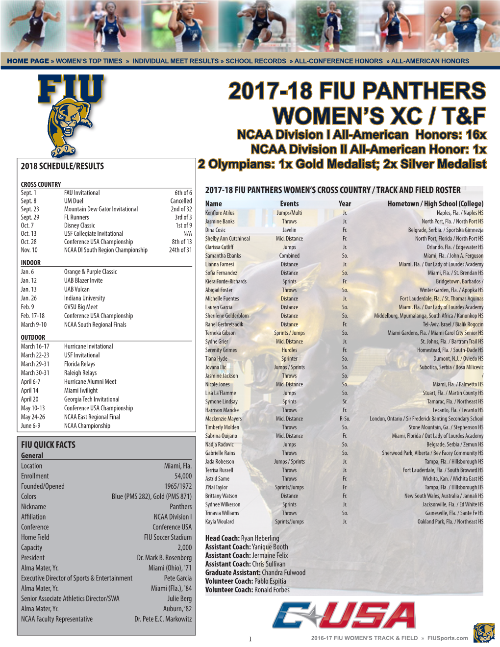 2017-18 Fiu Panthers Women's Xc / T&F