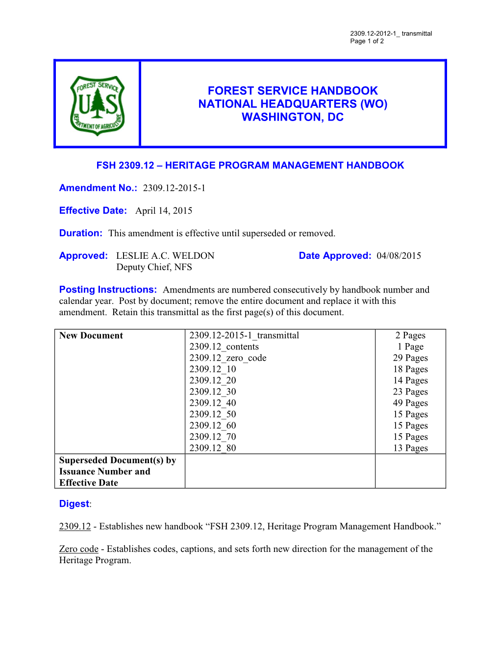 Heritage Program Management Handbook