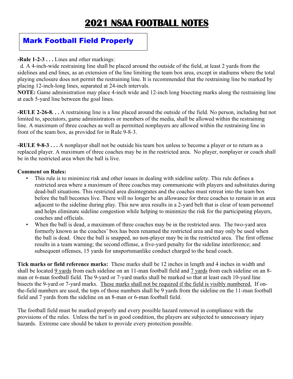 2021 Nsaa Football Notes