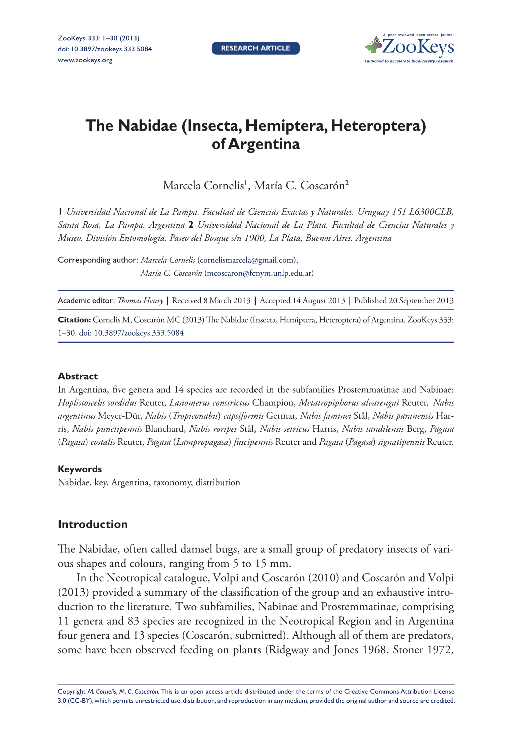 The Nabidae (Insecta, Hemiptera, Heteroptera) of Argentina