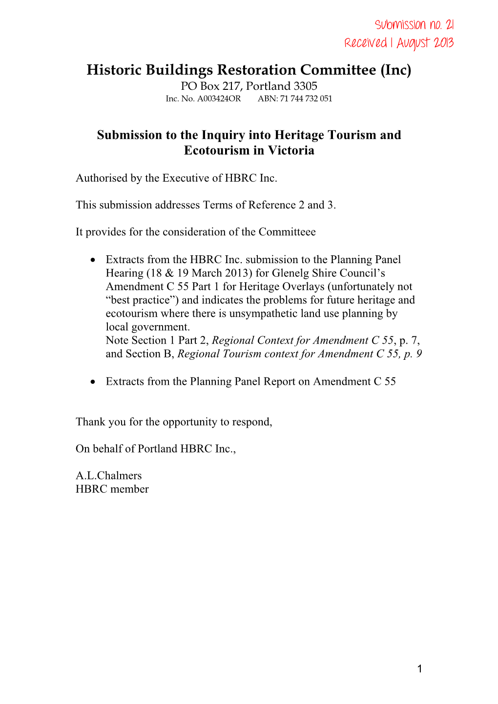 Historic Buildings Restoration Committee Inc 171.28 Kb