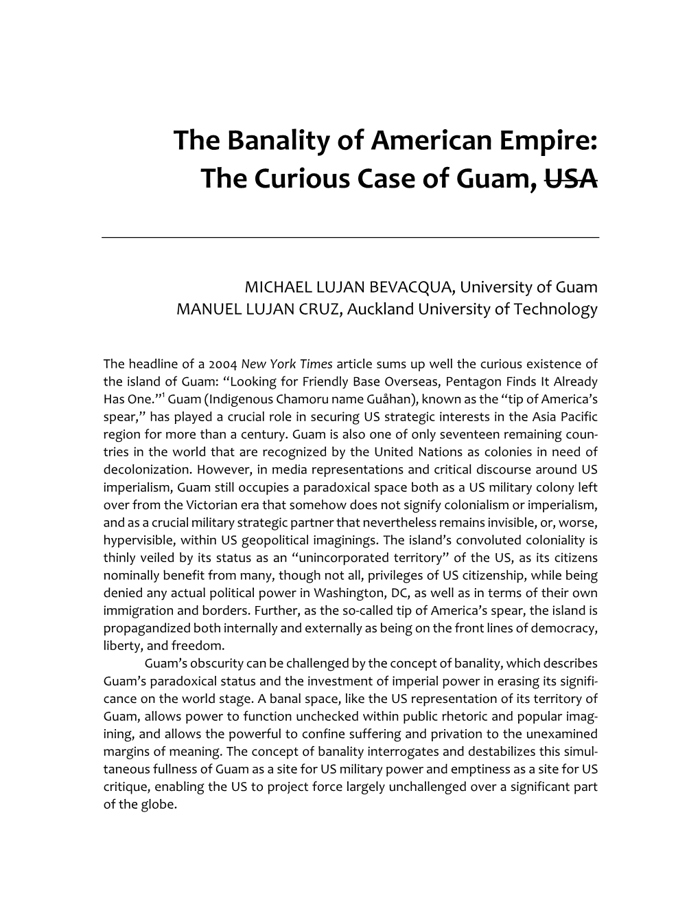 The Banality of American Empire: the Curious Case of Guam, USA