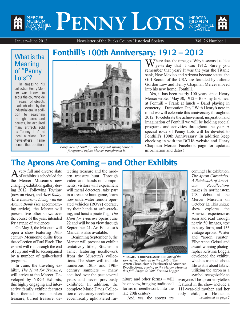 PENNY LOTS January-June 2012 Newsletter of the Bucks County Historical Society Vol