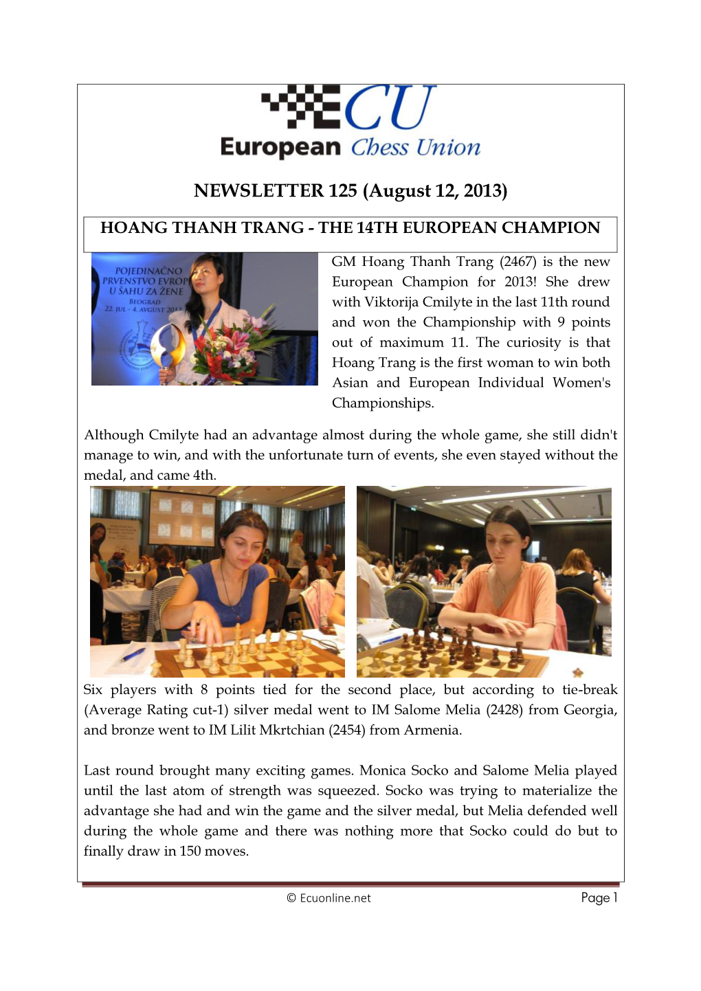 NEWSLETTER 125 (August 12, 2013)