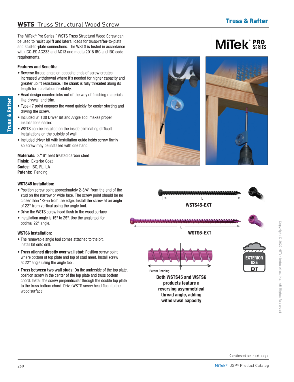 Truss & Rafter WSTS Truss Structural Wood Screw