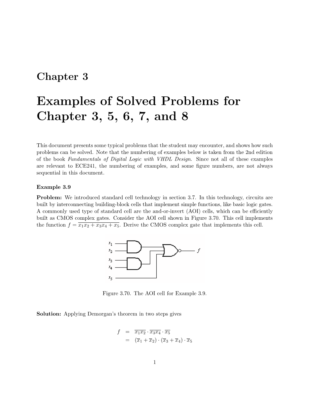 Solved Problems from Chapters 3, 5, 6, 7, 8