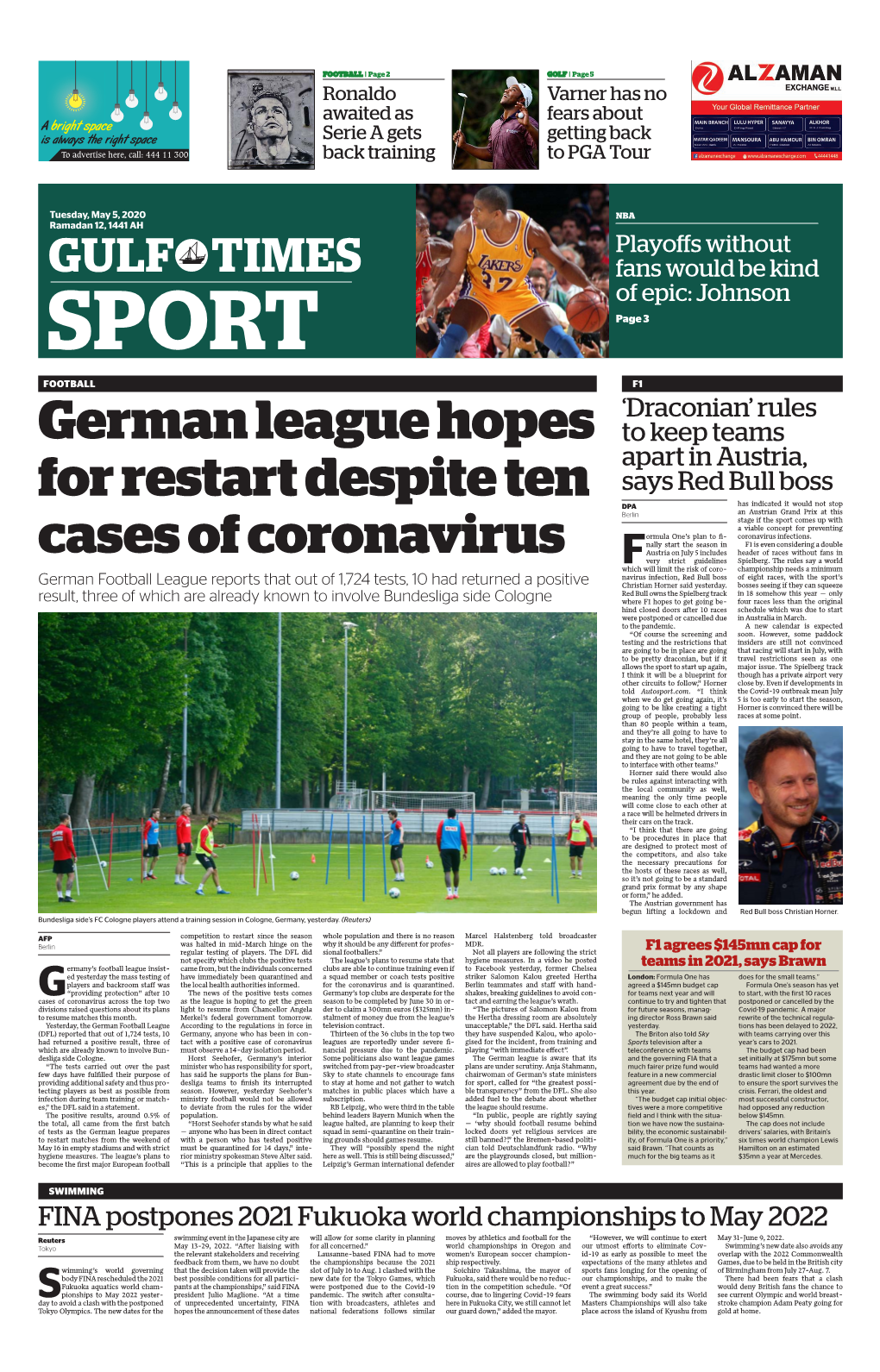 German League Hopes for Restart Despite Ten Cases of Coronavirus