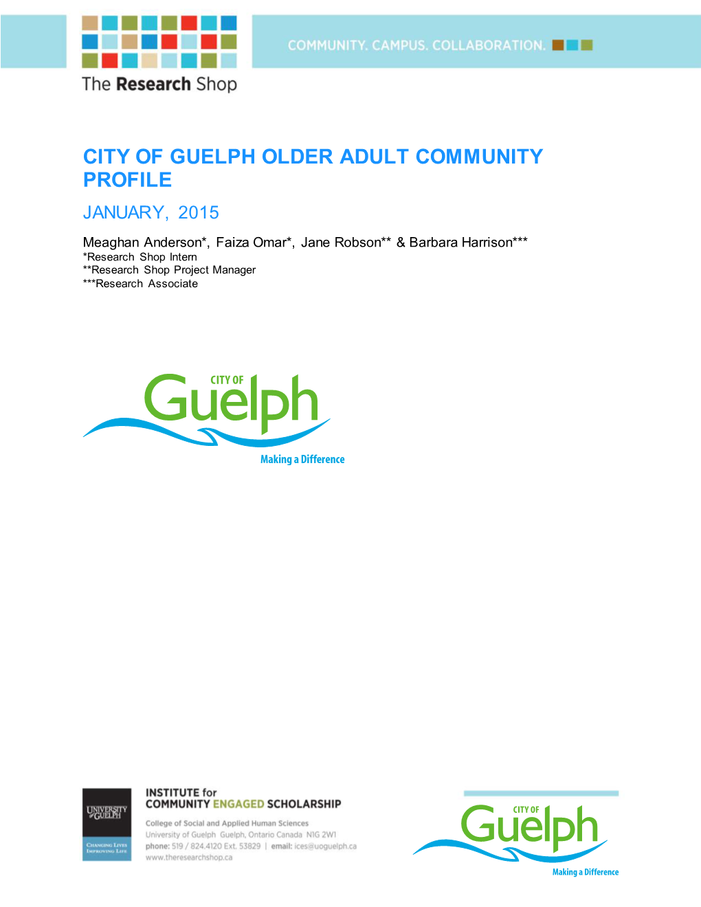 City of Guelph Older Adult Community Profile