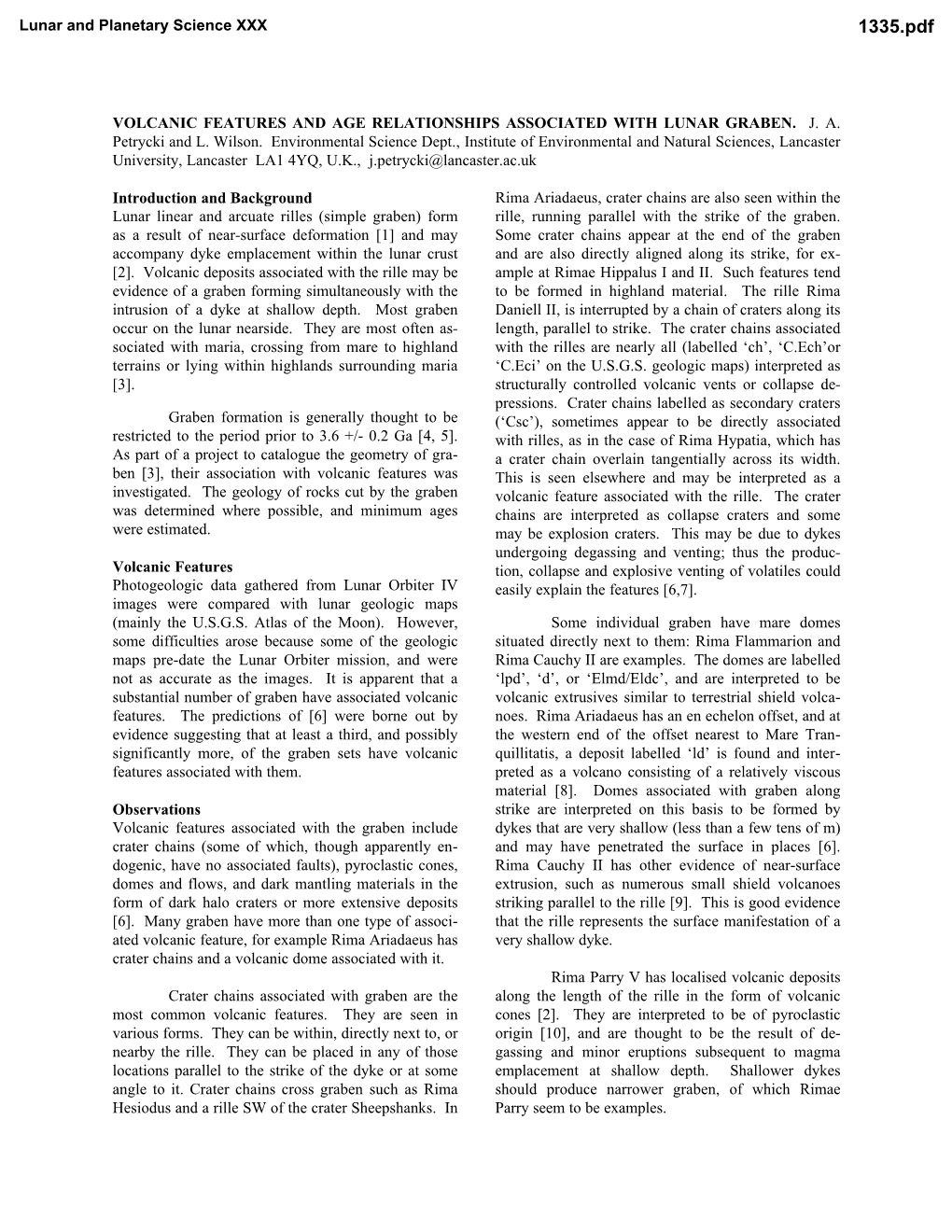 Volcanic Features and Age Relationships Associated with Lunar Graben