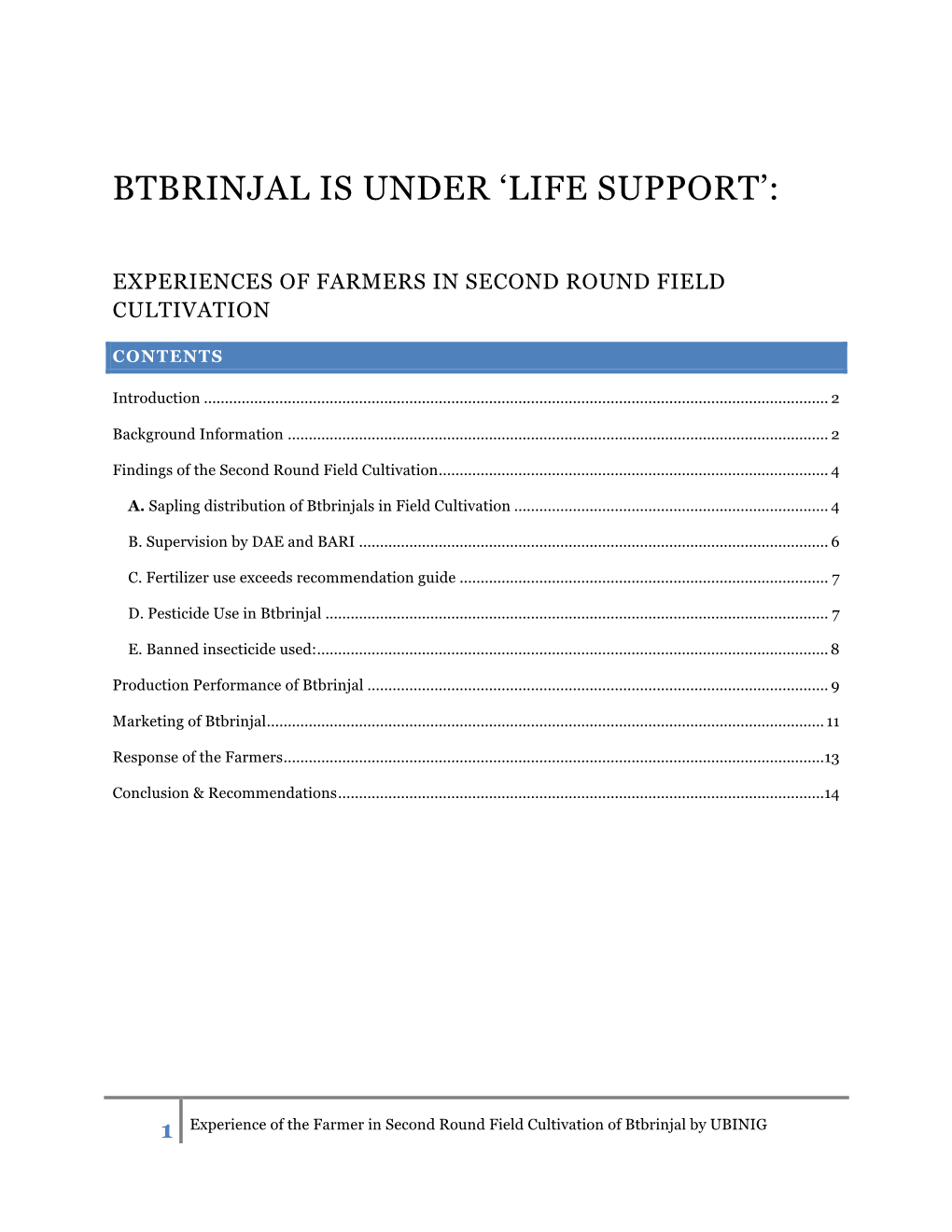 Btbrinjal Is Under ‘Life Support’
